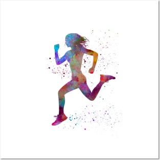 woman runner running jogger jogging silhouette Posters and Art